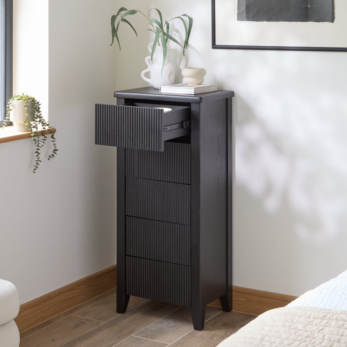 Raleigh 5 Drawer Tallboy - Black Oak - Laura James