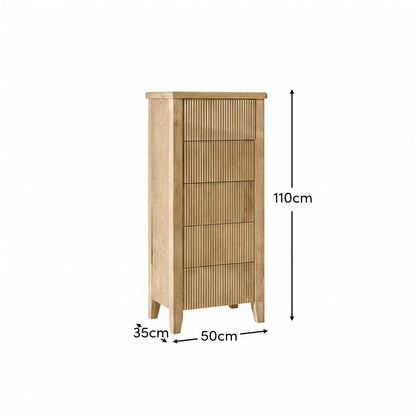 Raleigh 5 Drawer Tallboy - Whitewash - Laura James 