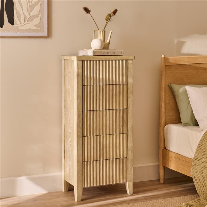 Raleigh 5 Drawer Tallboy - Whitewash - Laura James 