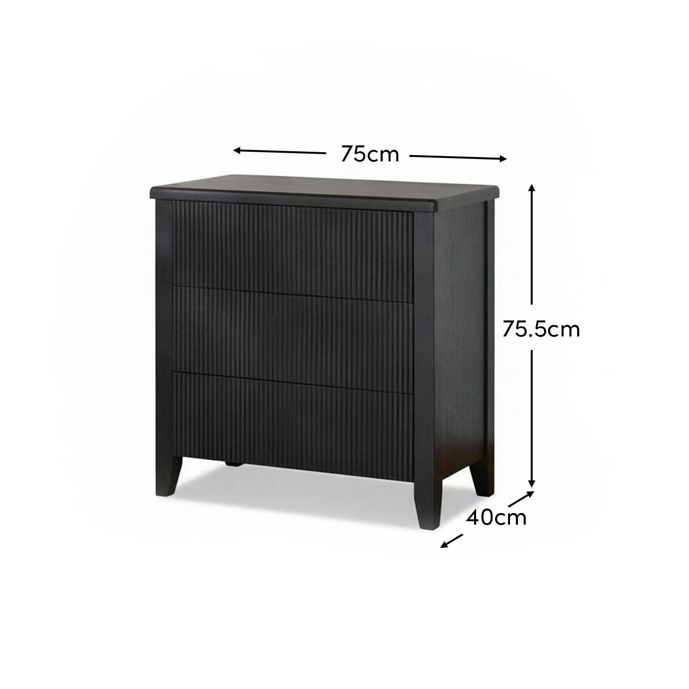 Raleigh 3 Drawer Chest of Drawers - Black Oak - Laura James