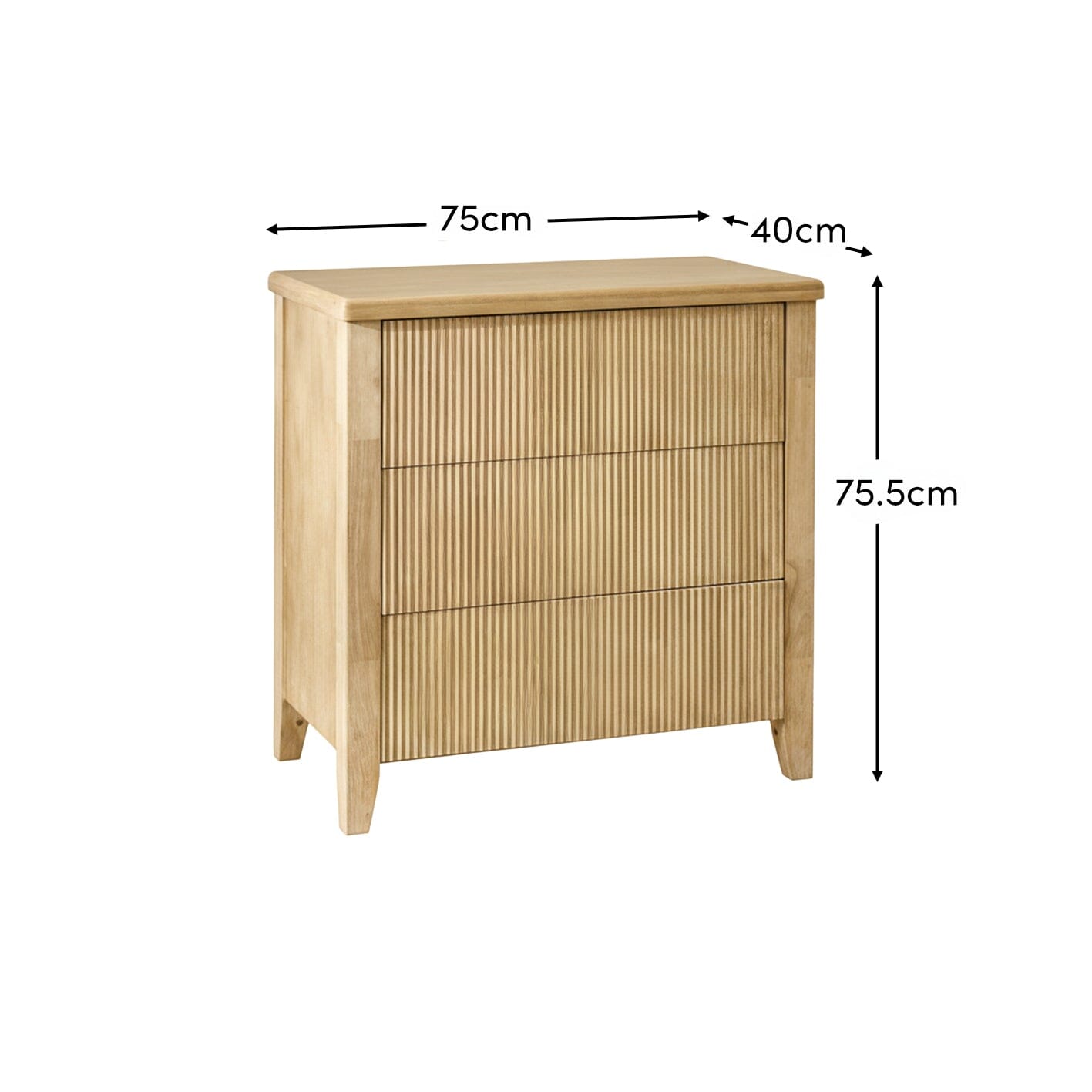 Raleigh 3 Drawer Chest of Drawers - Whitewash - Laura James 
