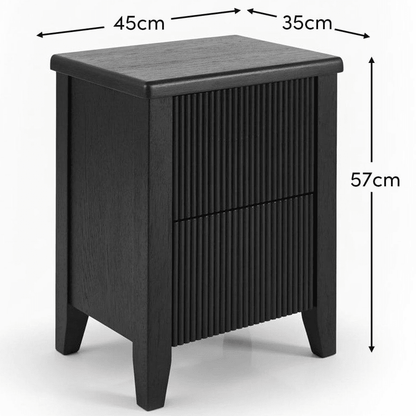 Raleigh Black 2 Drawer Bedside Table