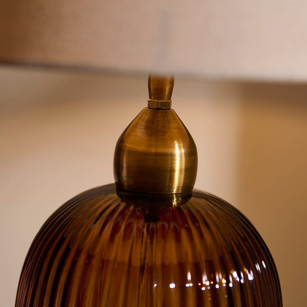 Ramsdell Dark Amber Glass Table Lamp Base - 31cm – Laura James