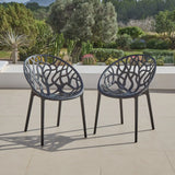 Raquel Black Plastic Garden Chairs - Set of 2 - Laura James 