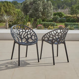 Raquel Black Plastic Garden Chairs - Set of 2 - Laura James 