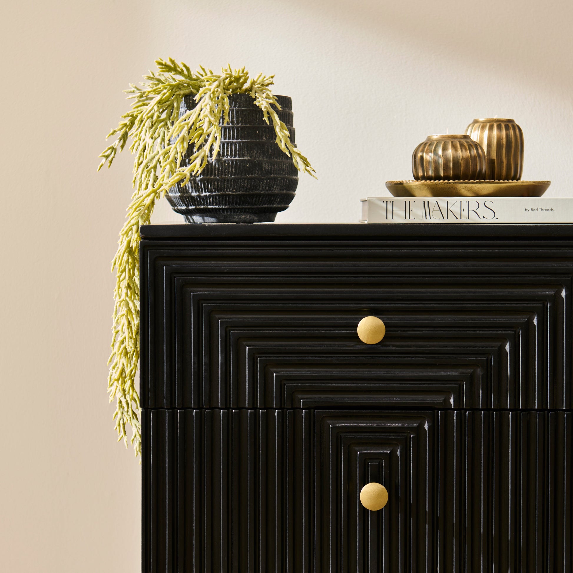 Rayna 6 Drawer Chest of Drawers - Jet Black - Laura James 