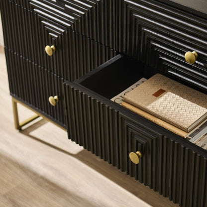 Rayna 6 Drawer Chest of Drawers - Jet Black - Laura James 