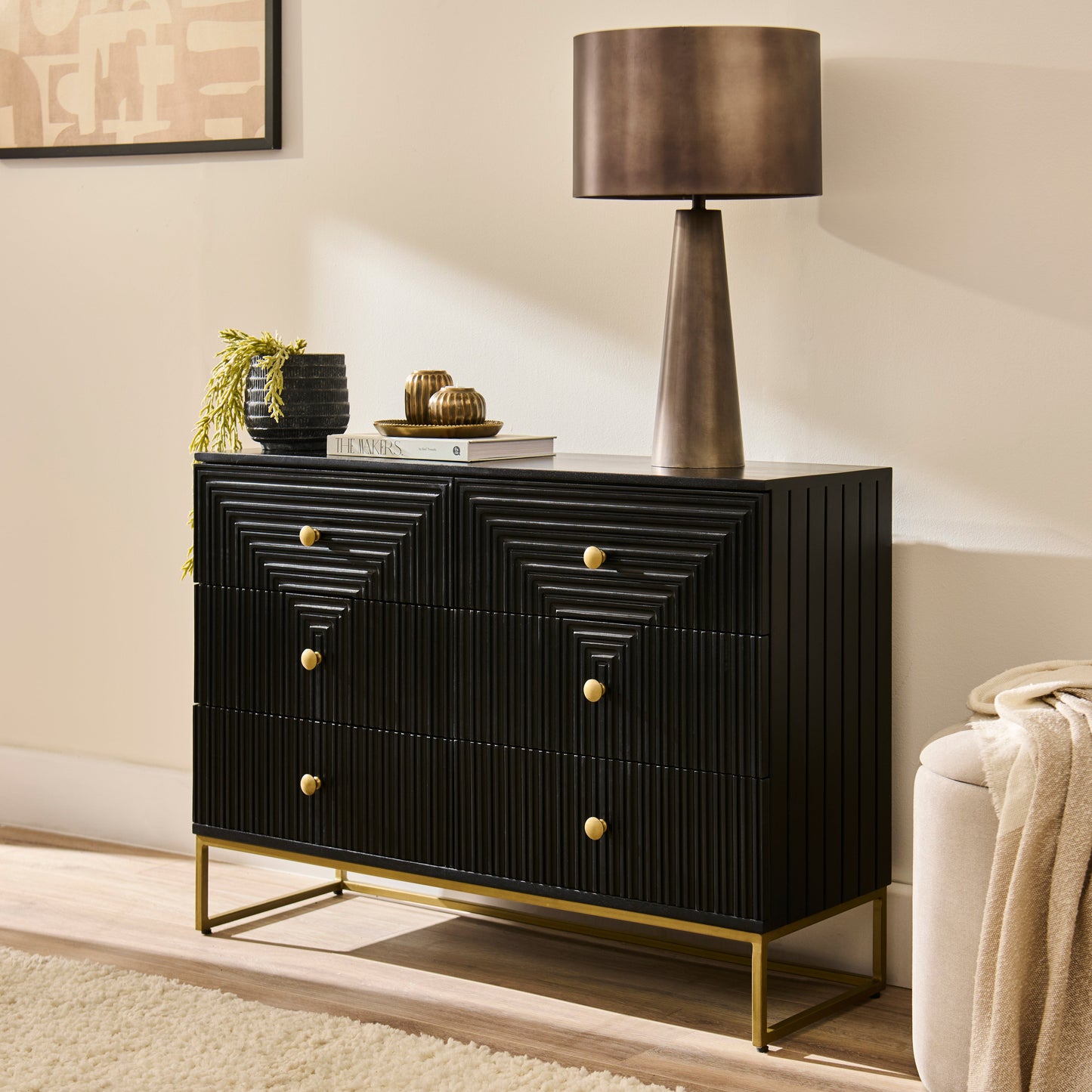 Rayna 6 Drawer Chest of Drawers - Jet Black - Laura James 