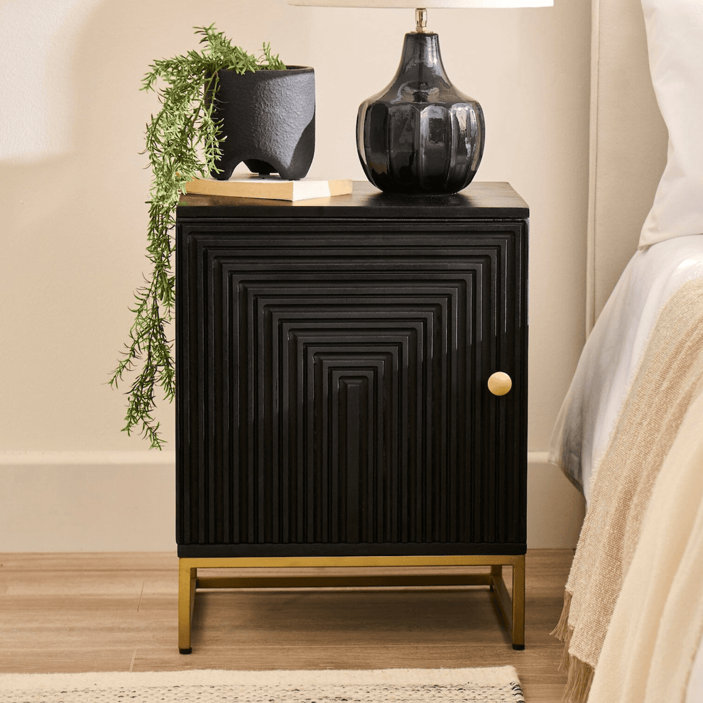 Rayna Black 1 Door Left Bedside Table – Laura James