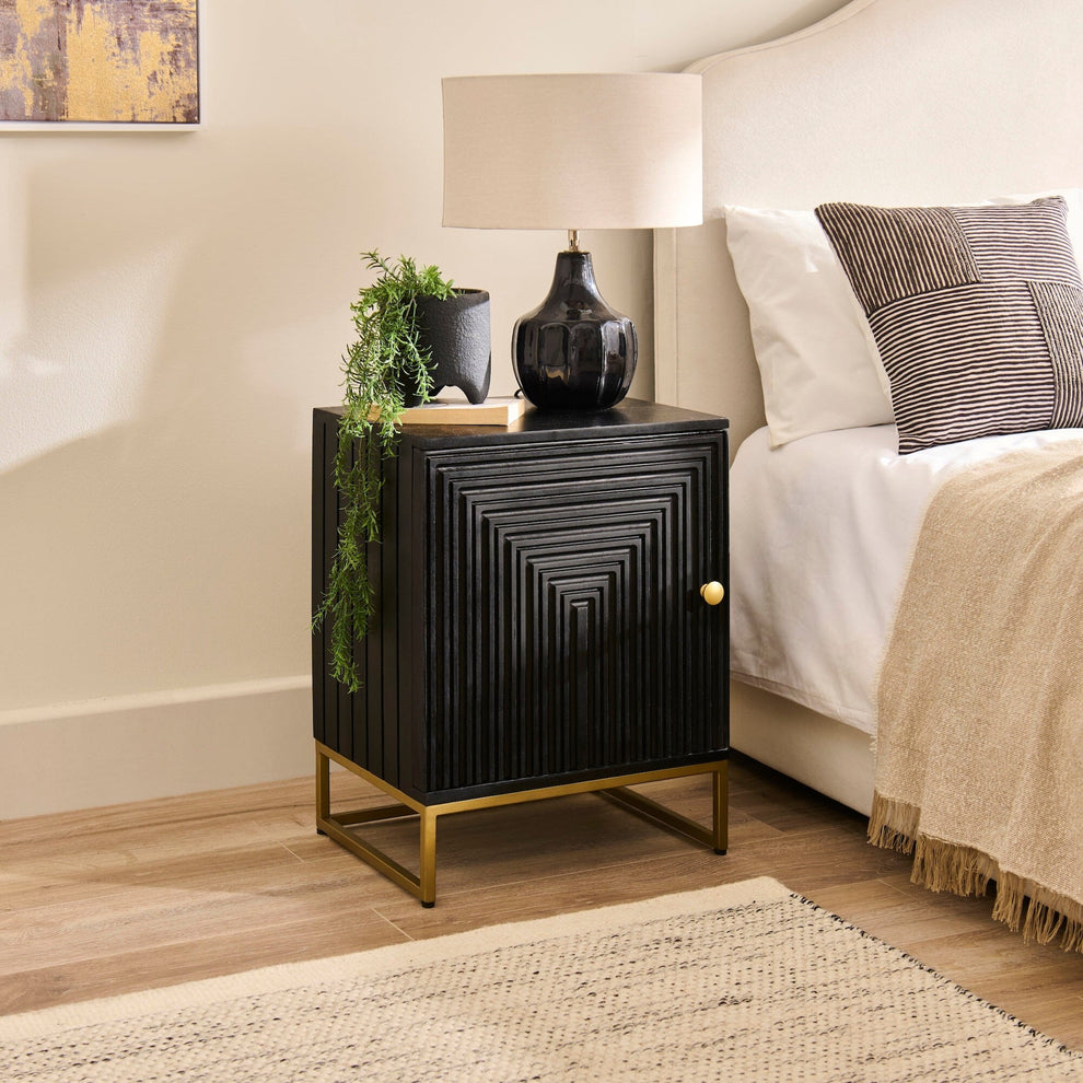 Rayna Black 1 Door Left Bedside Table – Laura James