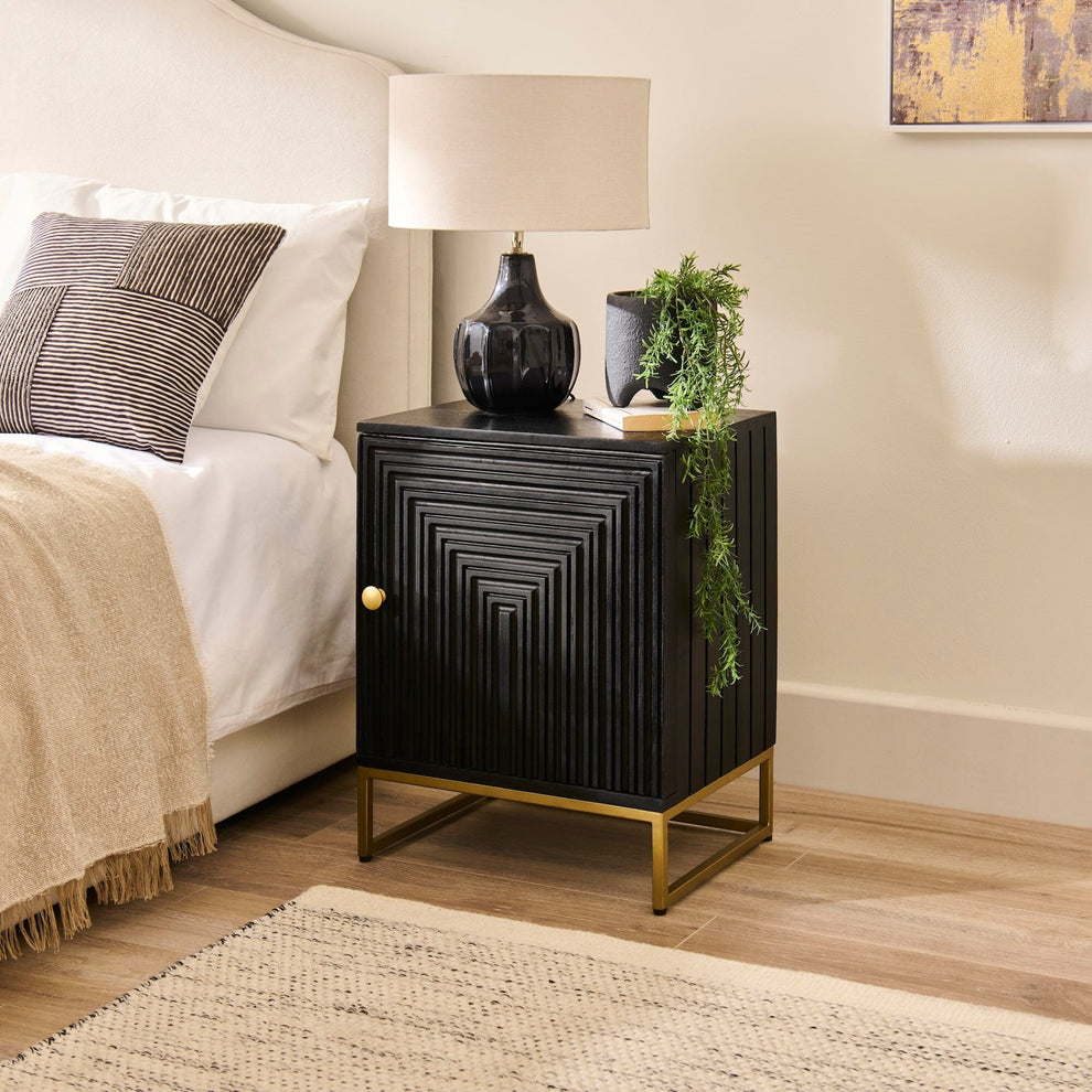 Rayna Black 1 Door Right Bedside Table – Laura James