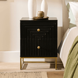 Outlet - Rayna Jet Black 2 Drawer Bedside Table