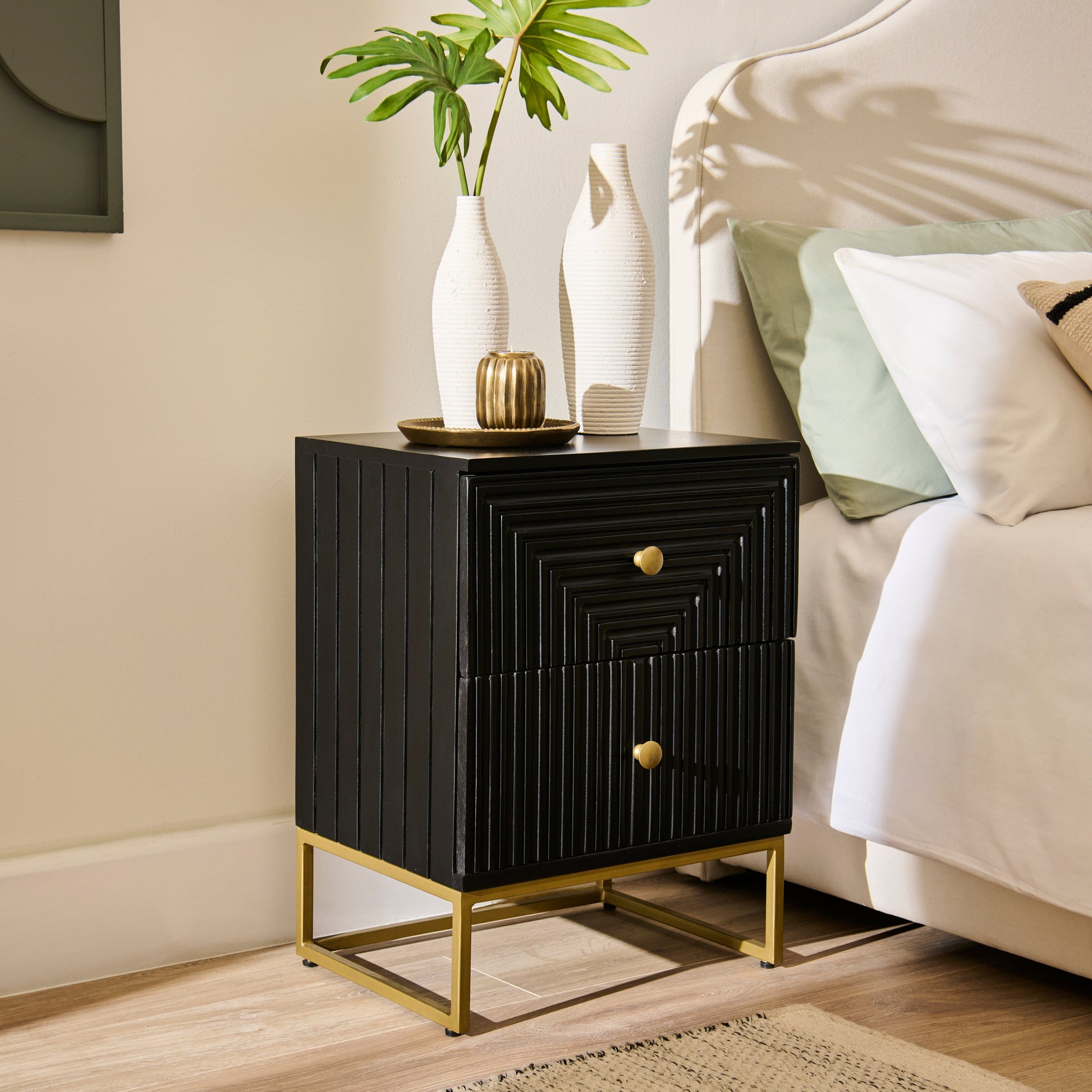 Rayna_45cm_2_Drawer_Bedside_Table_Jet_Black-2 - Laura James