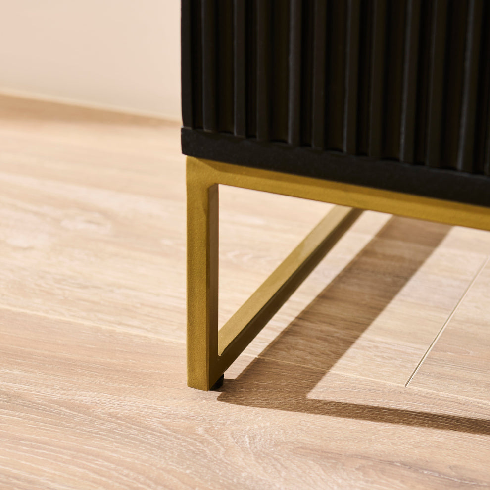 Rayna Jet Black 2 Drawer Bedside Table – Laura James