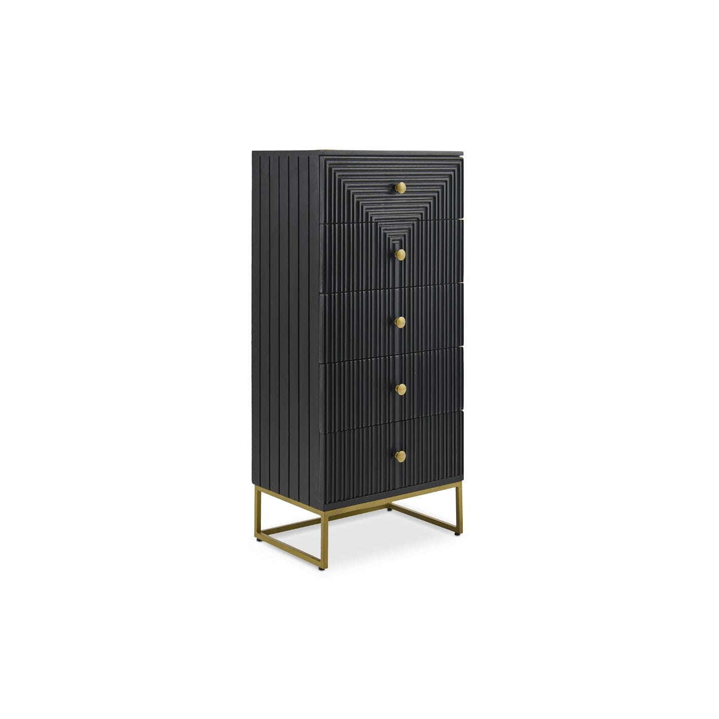 Rayna 5 Drawer Tallboy - Jet Black - Laura James