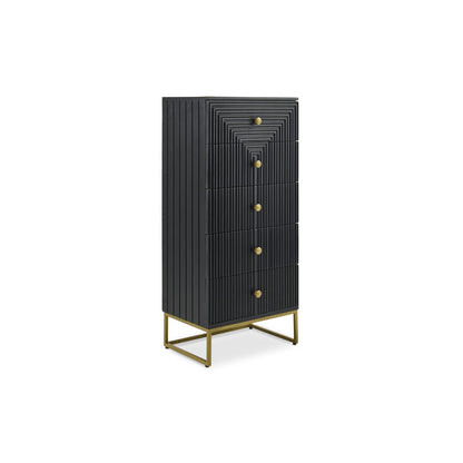 Rayna 5 Drawer Tallboy - Jet Black - Laura James