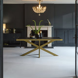 Rayna Black Dining Table Set - 6 Seater - Lola Black Dining Chairs - Gold Metal Legs