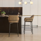 Reagan Almond Brown Bar Stool - Metal Legs - Laura James 