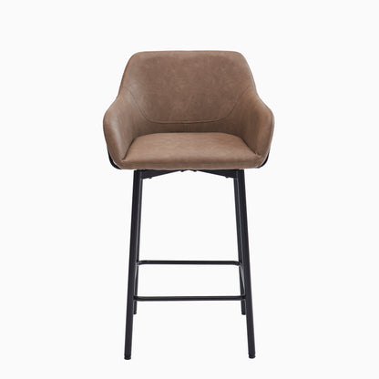 Reagan Almond Brown Bar Stool - Metal Legs - Laura James 