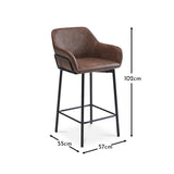 Reagan Saddle Brown Bar Stool - Metal Legs - Laura James 