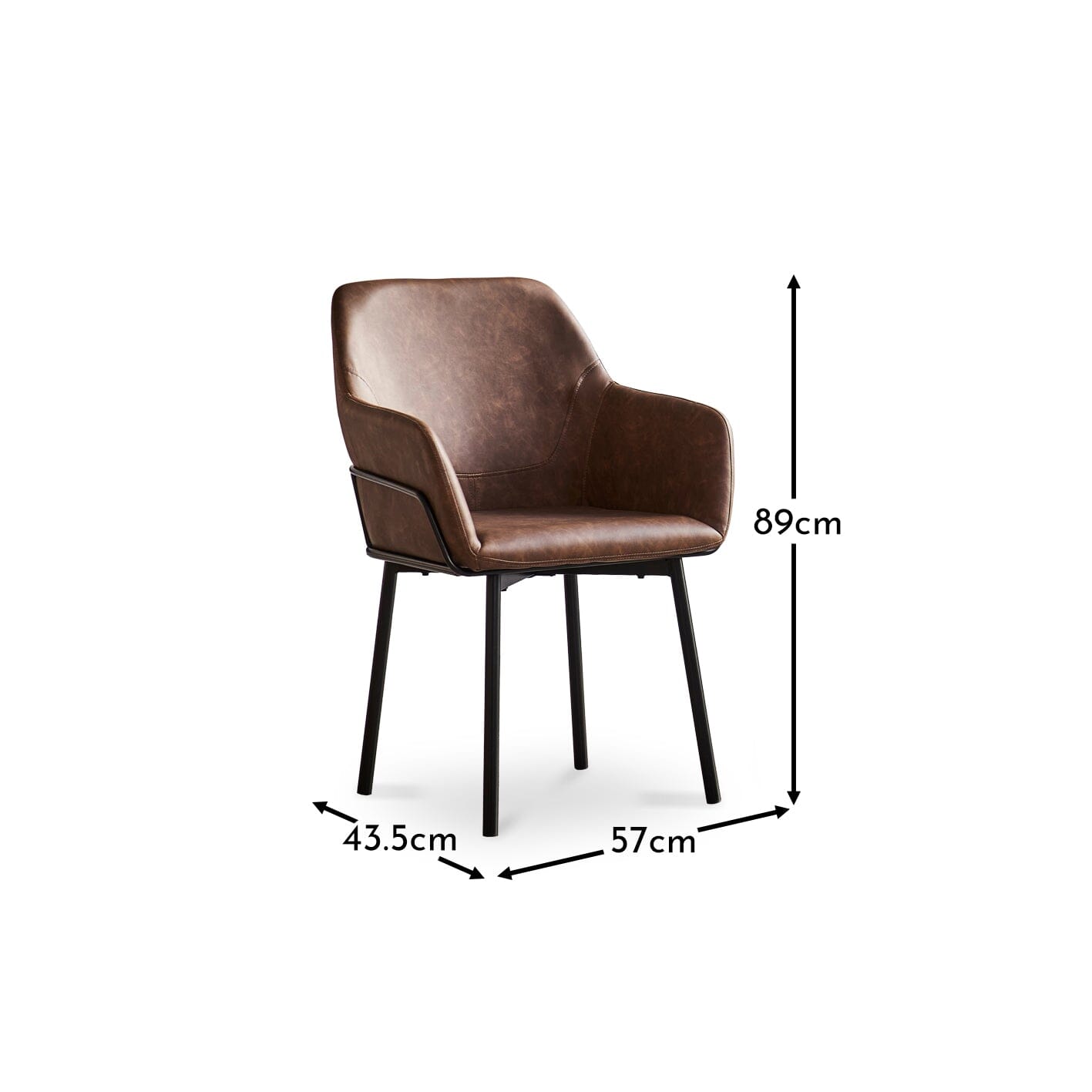 Reagan Vegan Leather Carver Chairs - Set of 2 - Saddle Brown - Laura James 