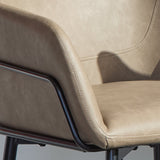 Reagan Vegan Leather Carver Chairs  - Set of 2 - Almond Brown - Laura James