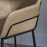 Reagan Vegan Leather Carver Chairs  - Set of 2 - Almond Brown - Laura James