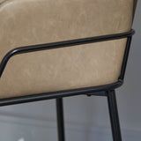 Reagan Vegan Leather Carver Chairs  - Set of 2 - Almond Brown - Laura James