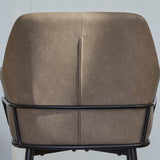 Reagan Vegan Leather Carver Chairs  - Set of 2 - Almond Brown - Laura James