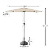 Rectangular 2x3m Cream Parasol with 25kg Parasol Base - Black Concrete - Laura James