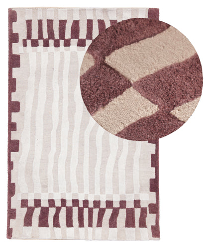 Redburn 120x170cm Wool/ Cotton Rug - Burgundy Red and Natural - Laura James 