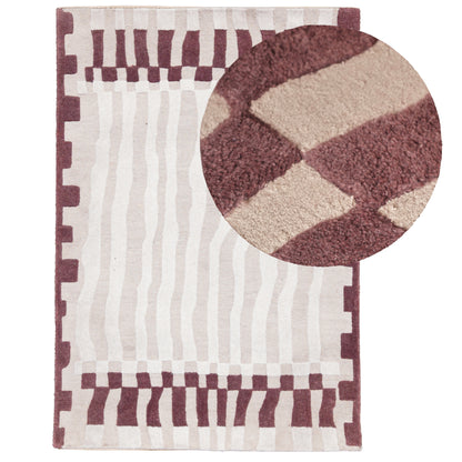 Redburn 160x230cm Wool/ Cotton Rug - Burgundy Red and Natural - Laura James 