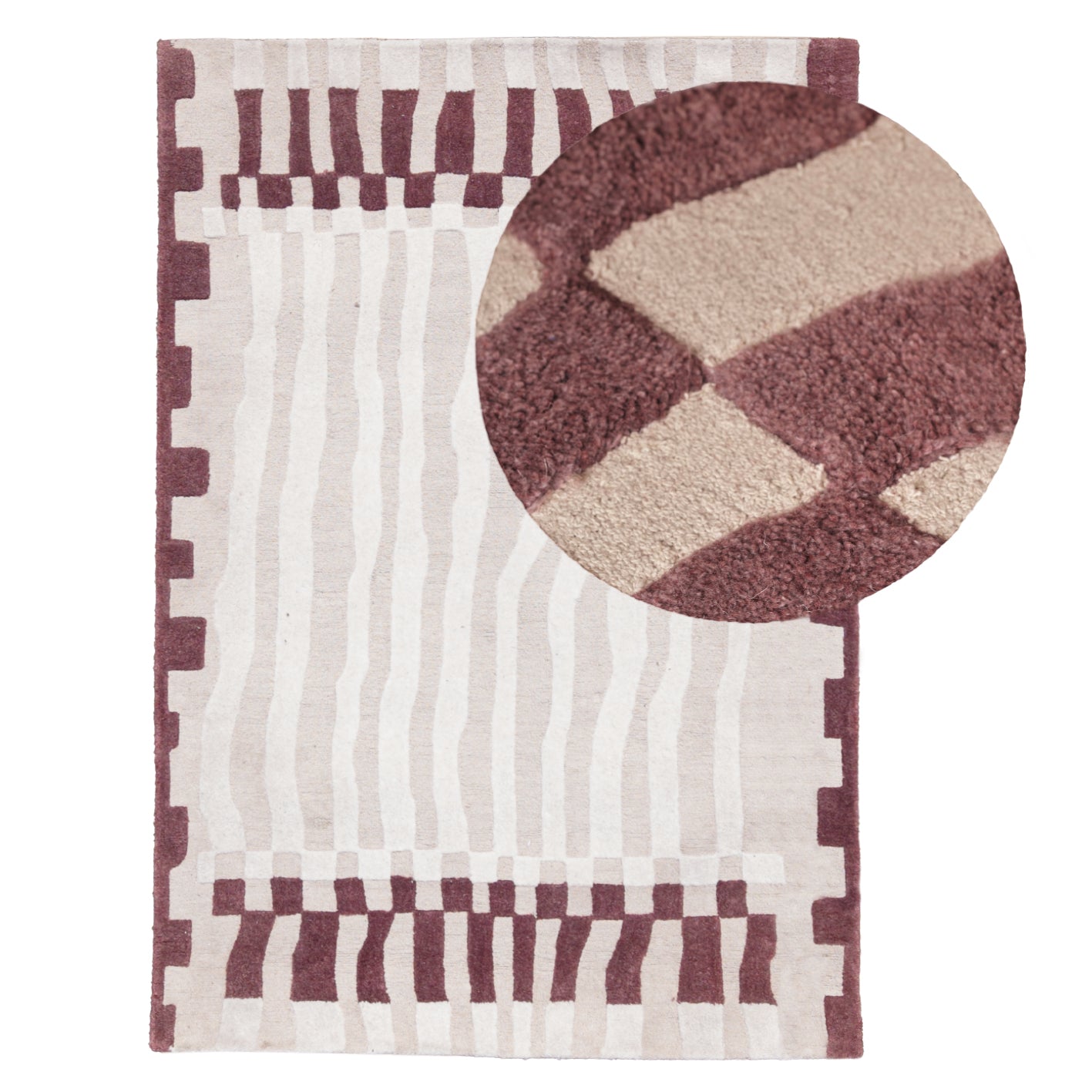 Redburn 200x290cm Wool/ Cotton Rug - Burgundy Red and Natural - Laura James 