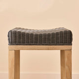 Reid Slate Grey Backless Bar Stools - Set of 2 - Whitewash Mindi Wood Legs - Laura James 