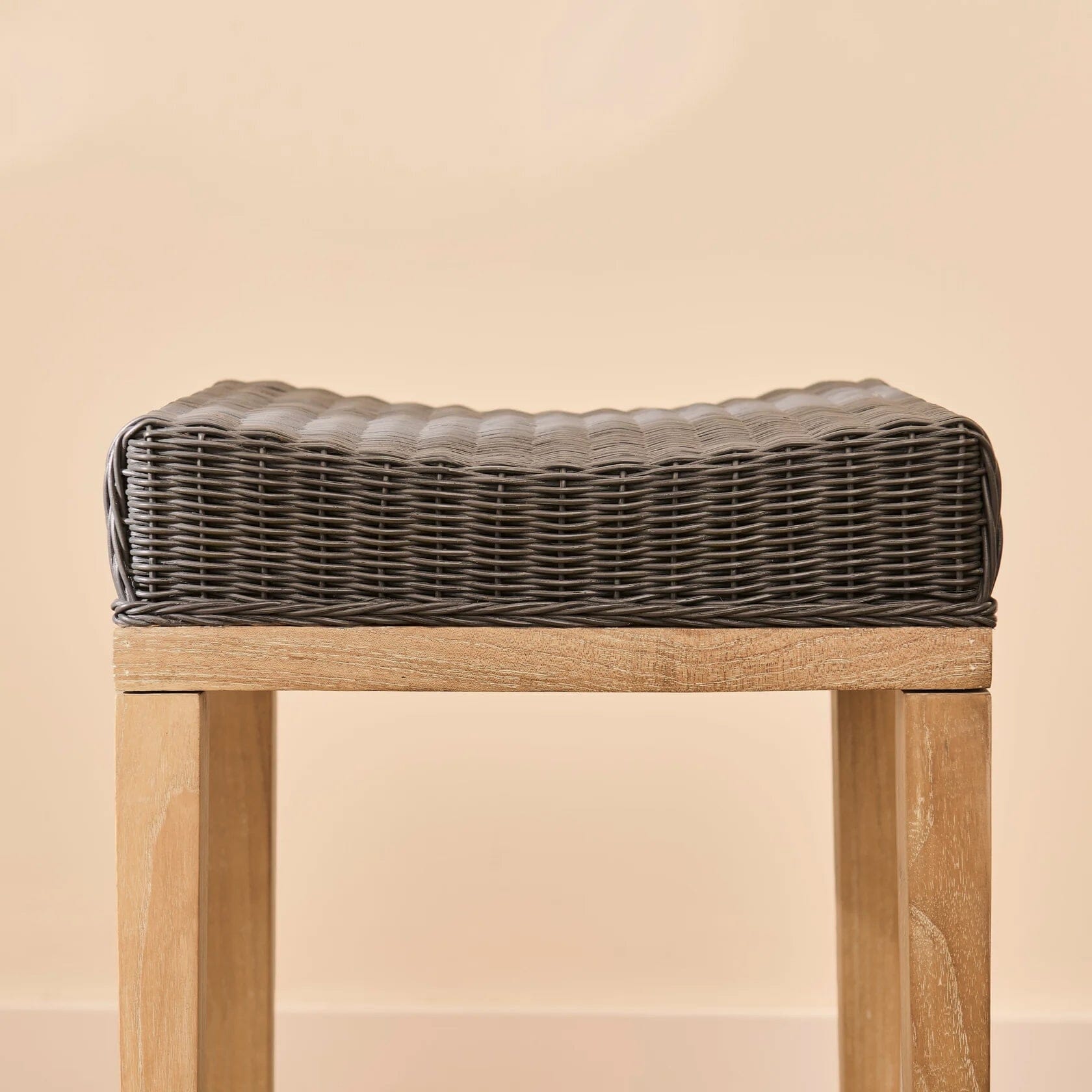 Reid Slate Grey Backless Bar Stools - Set of 2 - Whitewash Mindi Wood Legs - Laura James 