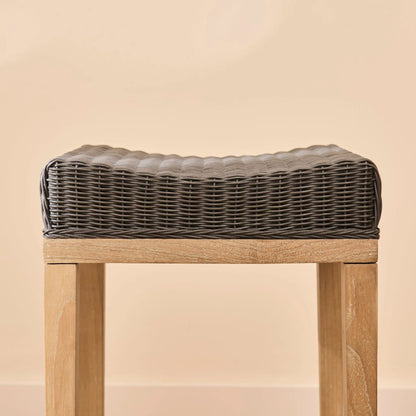 Reid Slate Grey Backless Bar Stools - Set of 2 - Whitewash Mindi Wood Legs - Laura James 