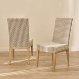 Reid Linen Grey Dining Chairs - Set of 2 - Whitewash Mindi Wood Legs - Laura James 
