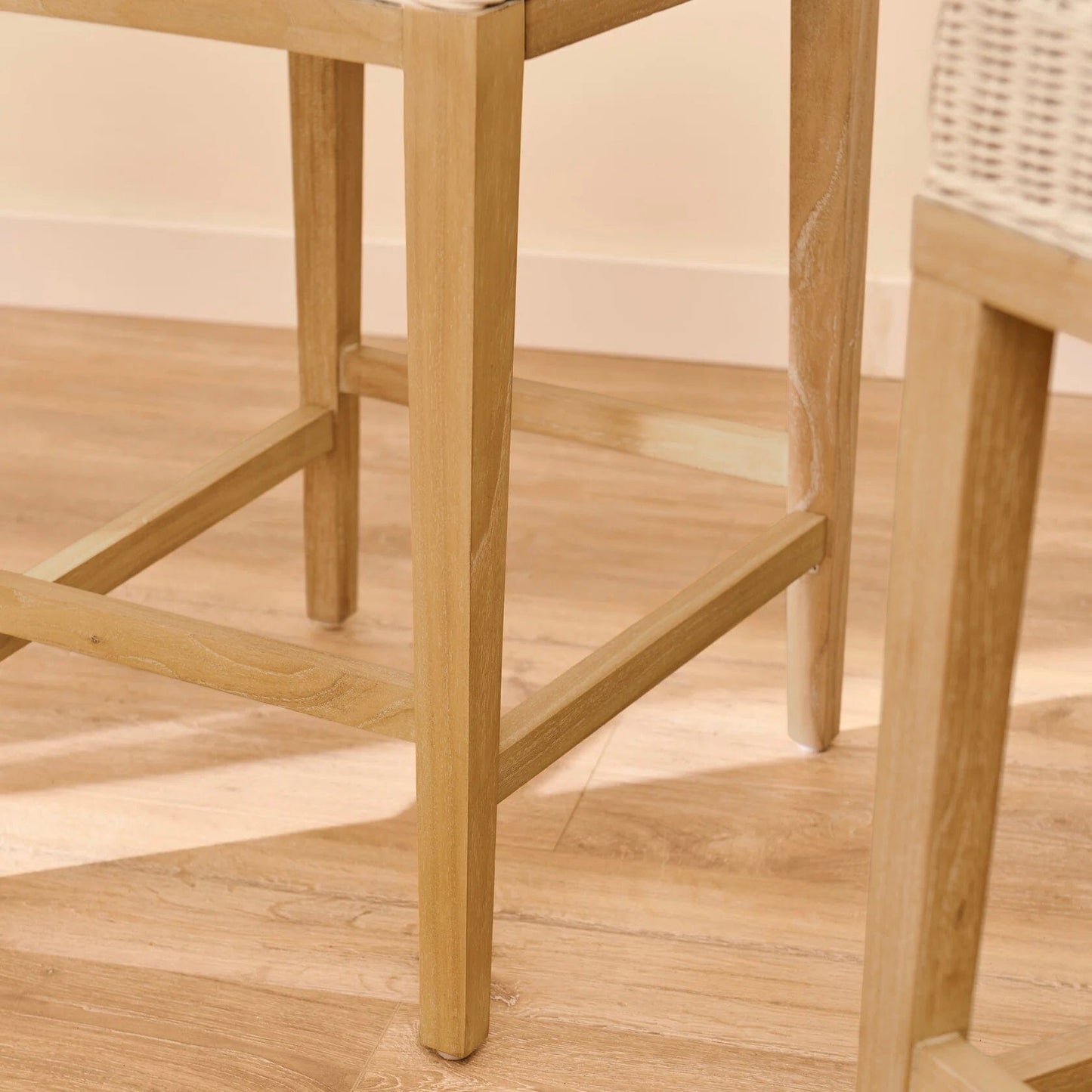 Reid Linen Grey Bar Stools - Set of 2 - Whitewash Mindi Wood Legs