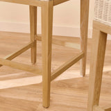 Reid Linen Grey Bar Stools - Set of 2 - Whitewash Mindi Wood Legs