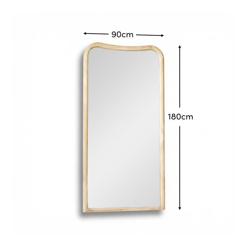 Rendall 180x90cm Wooden Mirror - Whitewash Paulownia - Laura James