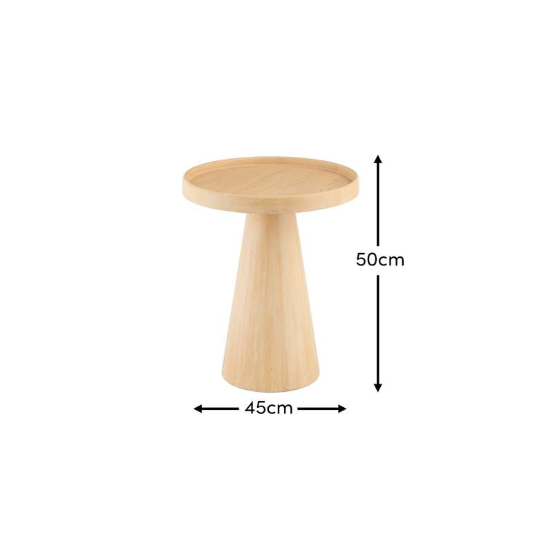 Rhiannon 45cm Round Side Table - Whitewash Oak - Laura James