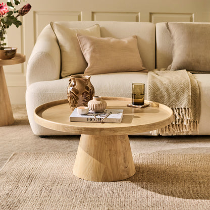 Rhiannon 75cm Round Coffee Table - Whitewash Oak - Laura James