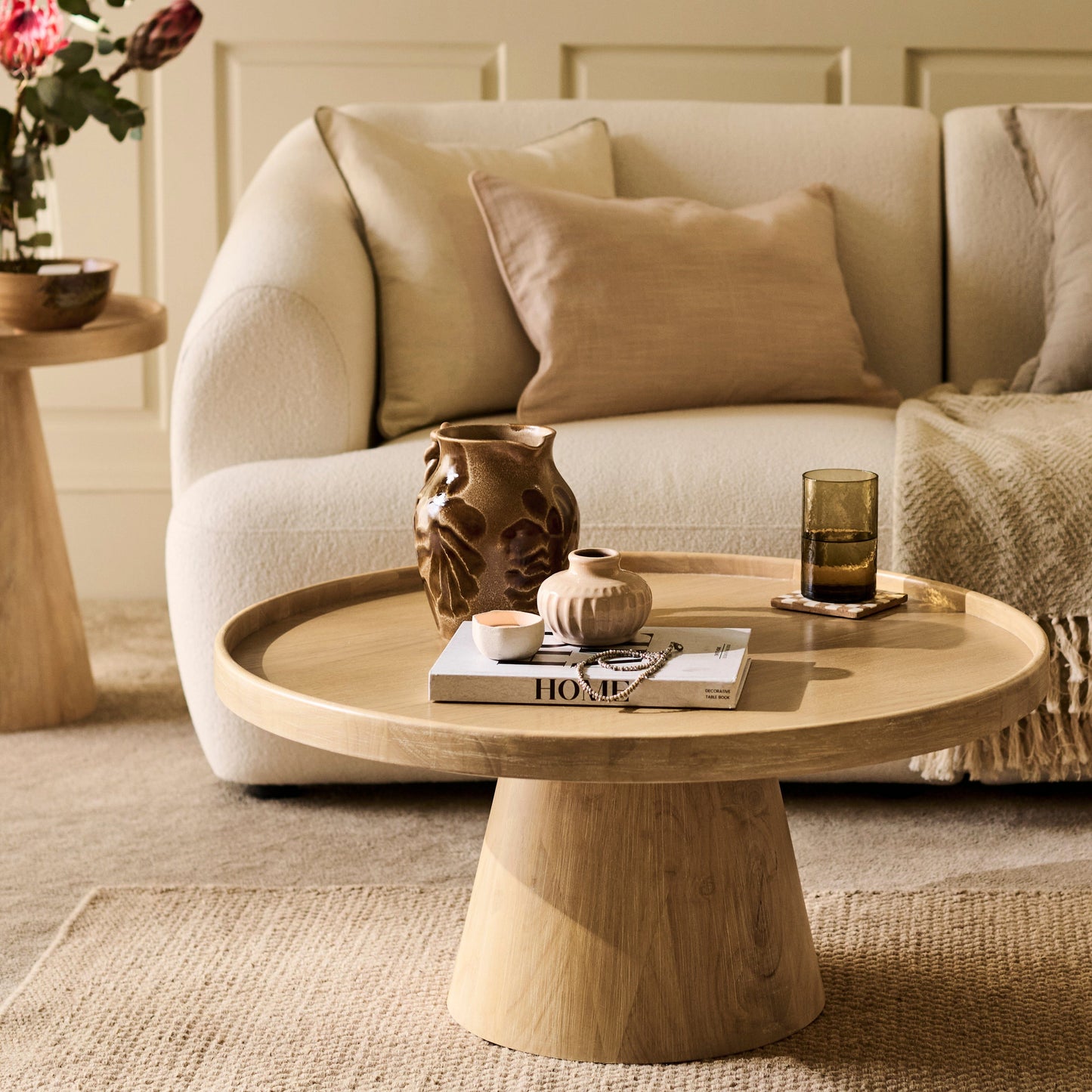 Rhiannon 75cm Round Coffee Table - Whitewash Oak - Laura James
