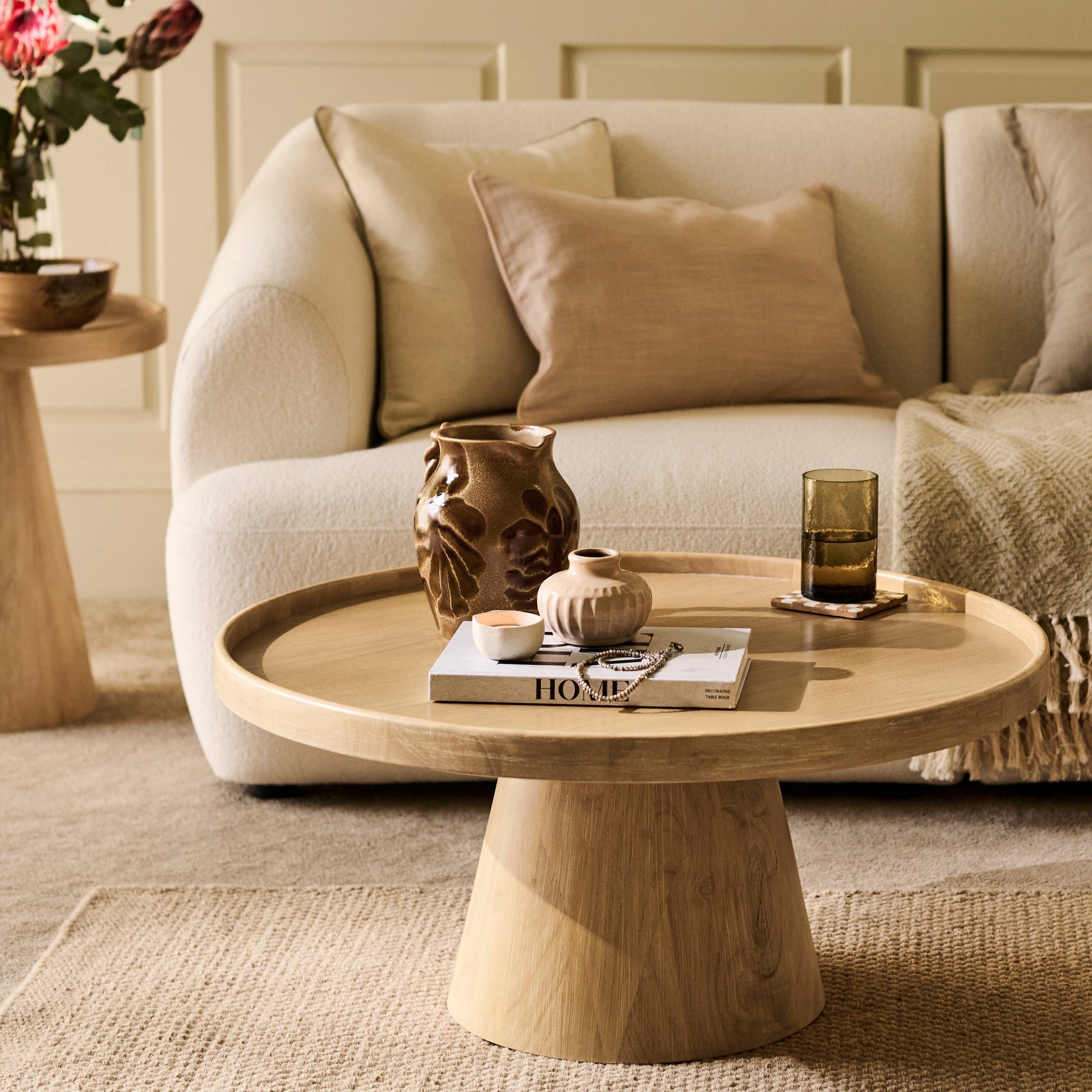 Rhiannon 75cm Round Coffee Table - Whitewash Oak - Laura James