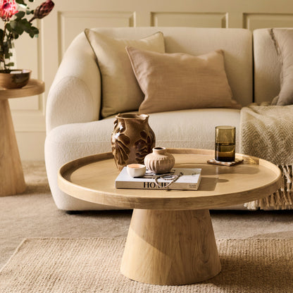 Rhiannon 75cm Round Coffee Table - Whitewash Oak - Laura James