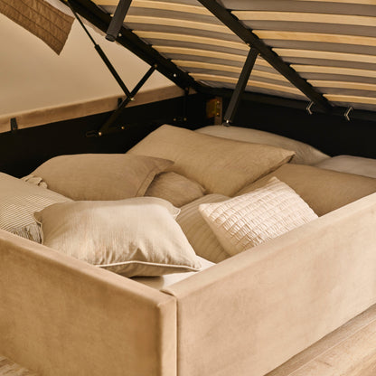 Robyn King Ottoman Bed - Driftwood - Laura James 