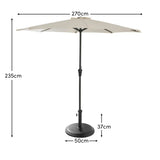 Round 2.7m Cream LED Parasol with 25kg Parasol Base - Black Concrete - Laura James