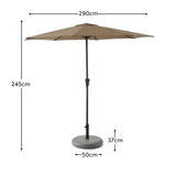 Round 3m Cappuccino Parasol with 25kg Parasol Base - Grey Concrete - Laura James