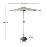 Round 3m Cream Parasol with 25kg Parasol Base - Black Concrete - Laura James