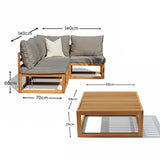 Rowan- Grey 3 Seater Wooden Corner Sofa Set - Laura James